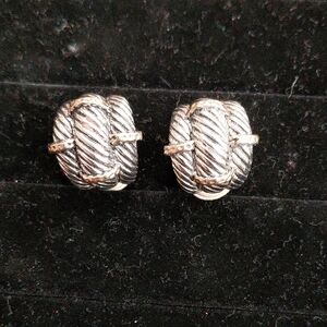 Brighton Silver and Gold Textured Clip-On Earrings